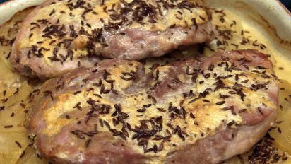 Baked Pork Chops with Dijon and Carraway
