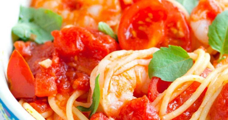 Garlic Shrimp with Tomatoes and Basil