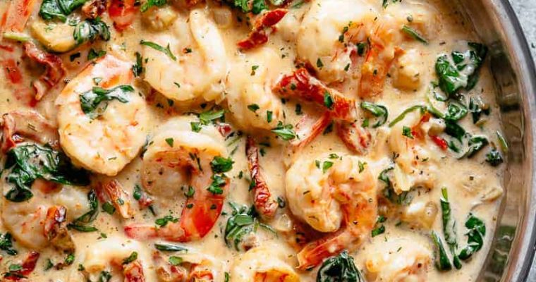 Shrimp Saute Tomatoes Cream and Fresh Herbs