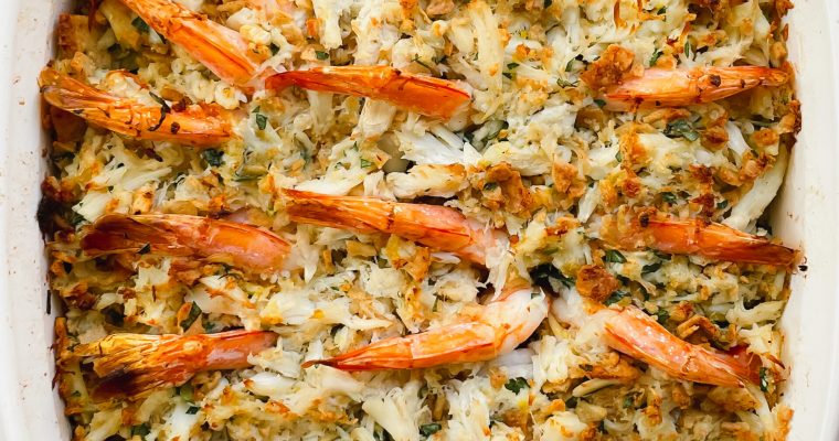 Baked Crab Stuffed Shrimp in Casserole